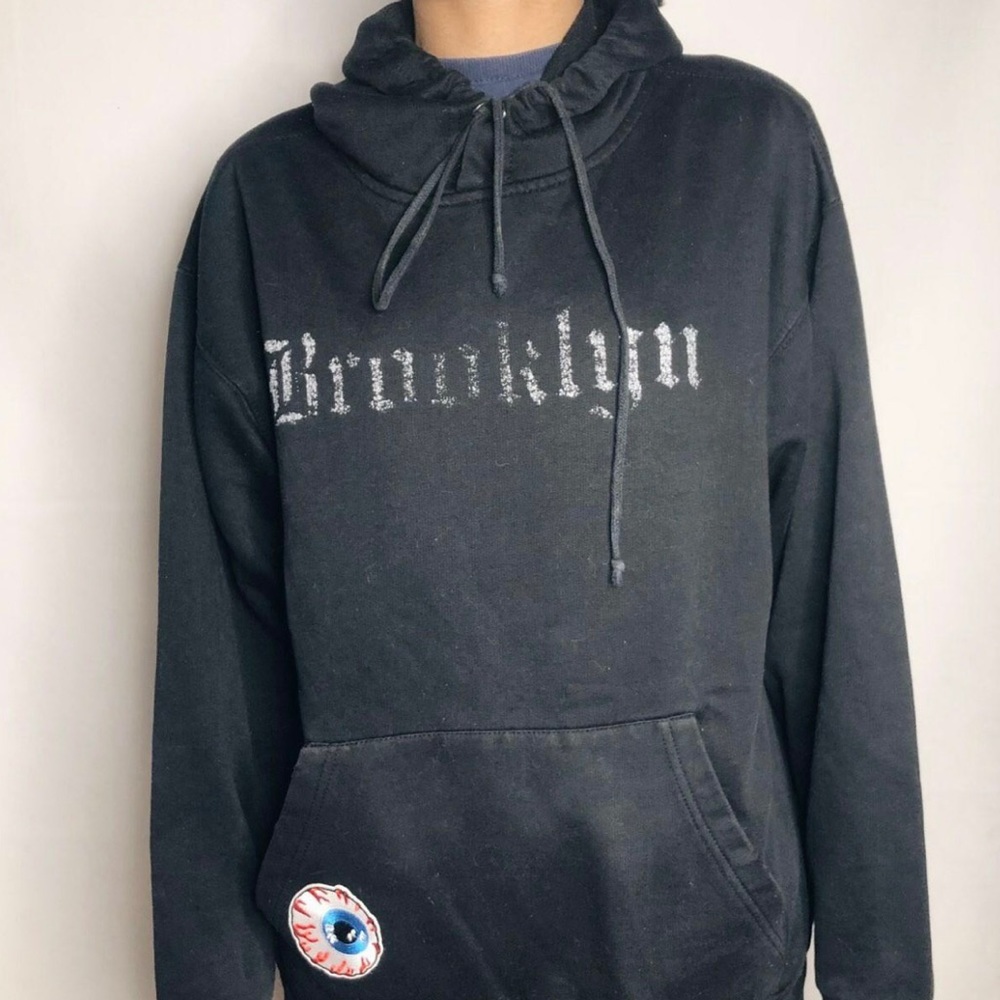 Black sweater with Hoodie 
Brooklyn With eye ball